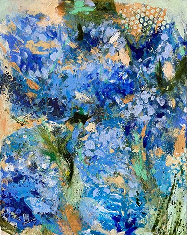 Abstract painting of hydrangea flowers
