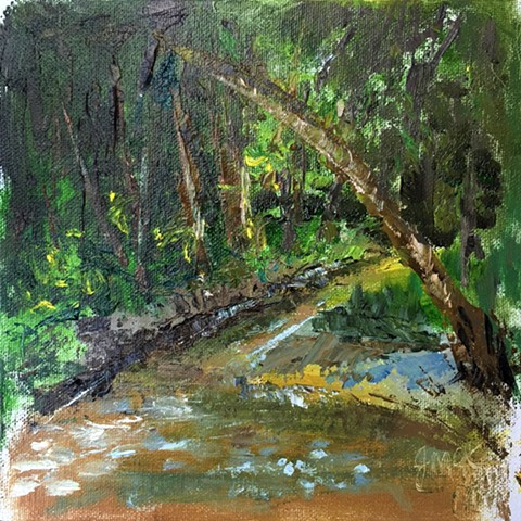 oil painting of creek with landscape