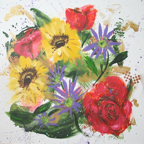 Floral acrylic painting on canvas