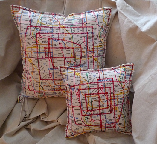 (Time Travel Pillows) White/Subway, Large and Small