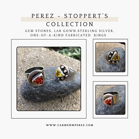 Gem stone silver rings