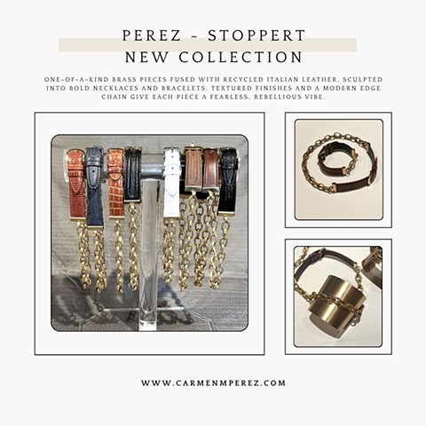 Recycled Italian Leather and solid brass chain