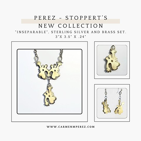 "Inseparable" Sterling silver and brass set 
