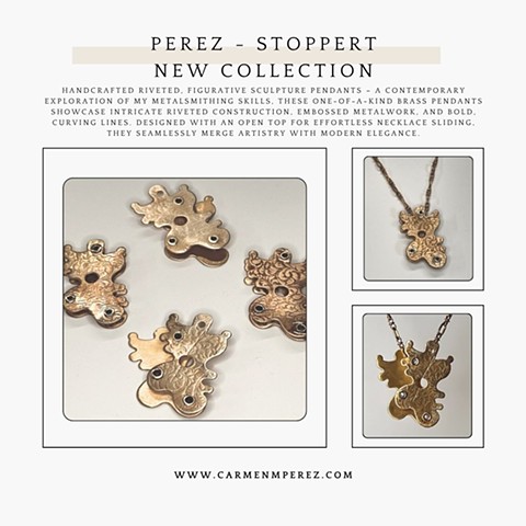 "Inseparable" Sterling silver and brass set 