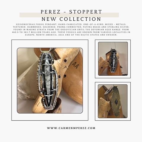 Geisonoceras Fossil Silver Brass Pendant