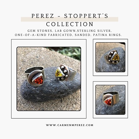 Gem stone silver rings