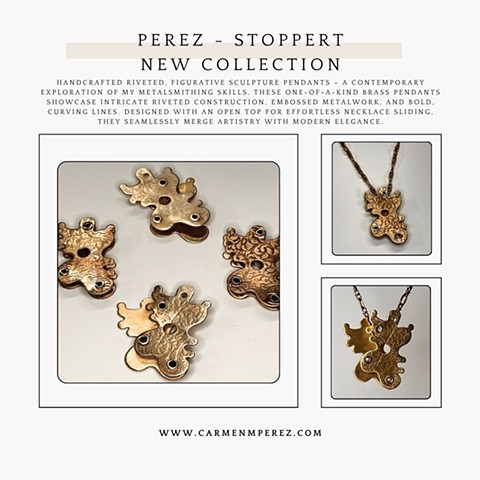 Riveted , figurative, embossed , pendants
