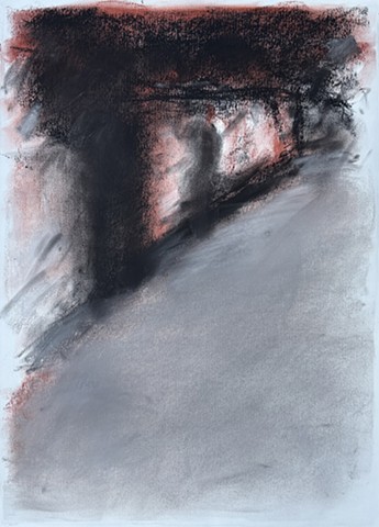 250727 July 27, 2025 conte 18x24â€� I remember walking by stores at night