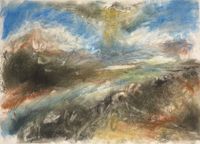 260216 February 16, 2026 conte on 18x24" Bee Paper