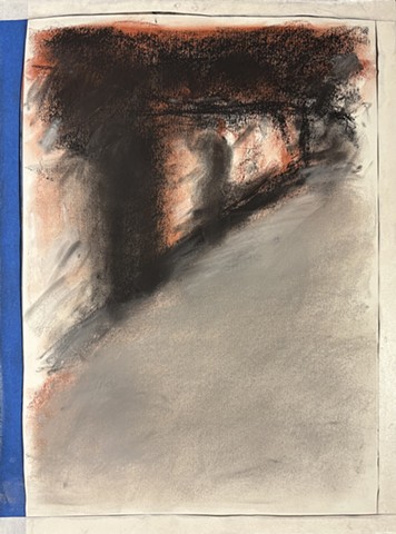 250727 July 27, 2025 conte 18x24â€� I remember walking by stores at night