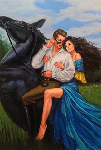 Painting for romance novel cover prop for "Neon Joe, Werewolf Hunter" 