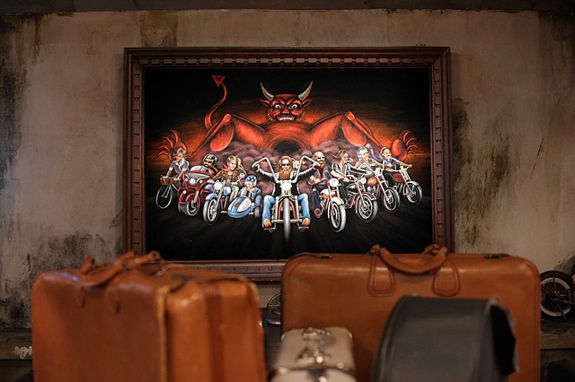 The painting on the set of "Biker Bar"