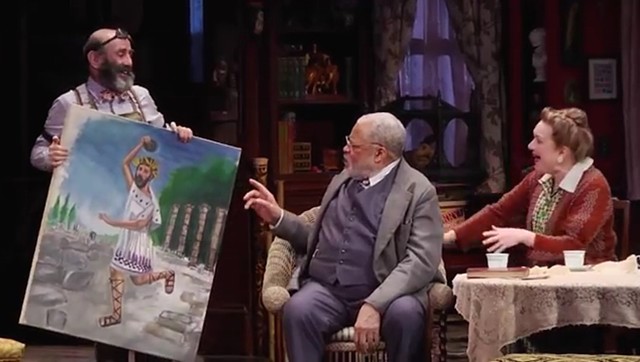 The painting on stage with Mr. De Pinna, Mr. Sycamore played by James Earl Jones, and the painter of the portrait Mrs. Sycamore. 