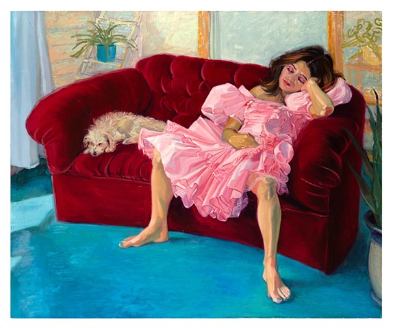 Anaïs as a Little Girl in a Red Sofa