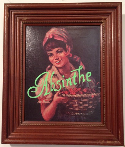 Altered thrift store painting for Absinthe