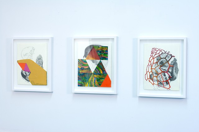 installation view with drawings