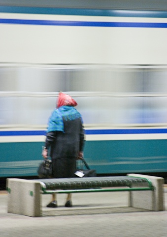 Italian Woman & Moving Train