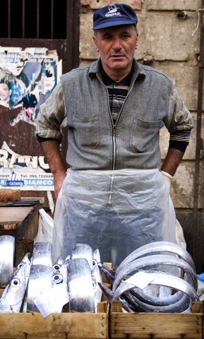 Sicilian Man Selling Fish