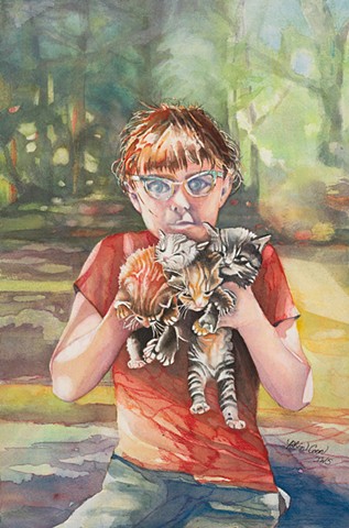 Self Portrait with Kittens