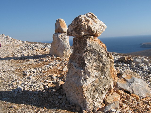 Stone Tribute in Skyros, Greece overlooking the Aegean Sea