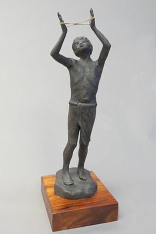 Hawaiian Boy, Hokule'a, Bronze figure sculpture
