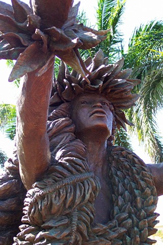 monumental bronze figure sculpture, Hawaiian Goddess by Lynn Liverton