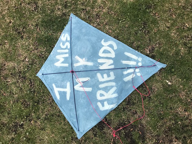 A kite to fly alone in the yard