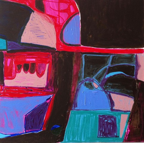 blue pink red acrylic oil abstract reno