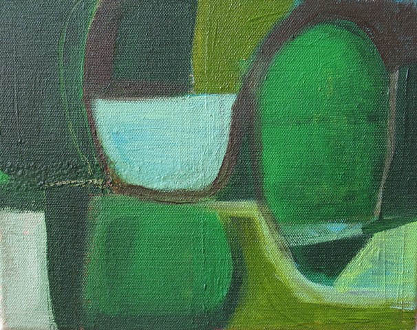 abstract acrylic green painting on canvas