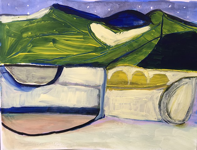 abstract landscape acrylic, water color, New Mexico