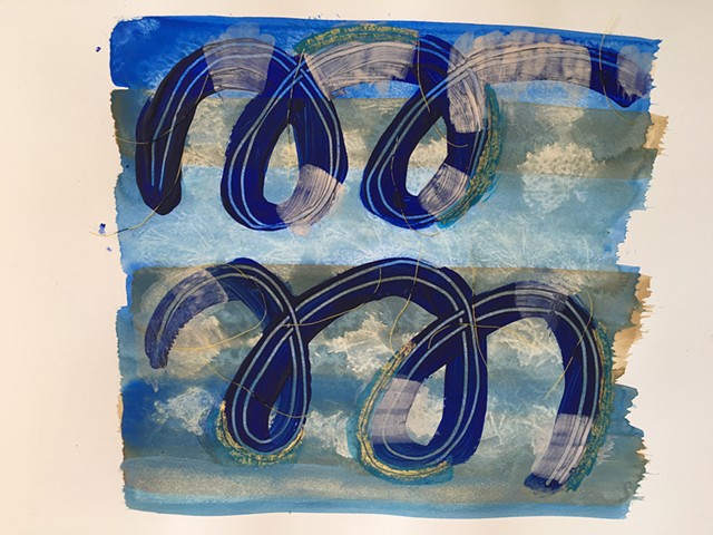 abstract sky painting water color, oil pastel, acrylic and mixed media on paper