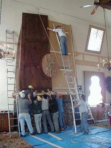 mantel, during renovation.