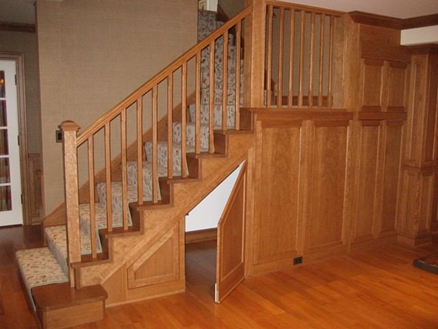 downstairs stairwell with a secret "cubby" for play area for children 