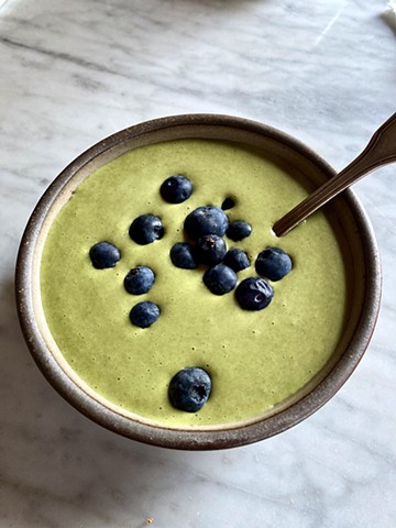 fresh ramp vichyssoise with blueberries