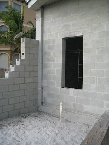 outdoor shower under construction