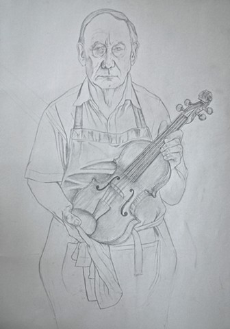 Study for Portrait of Nigel Harris, Violin maker. 