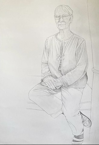 Sketch for portrait of Professor Jane Heal