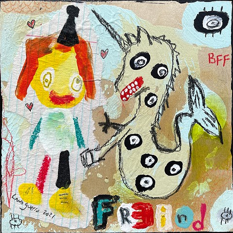 crude things, art but, lana guerra, seahorse painting, clown art, childlike art, outsider art, new orleans art, expressionism, abstract art