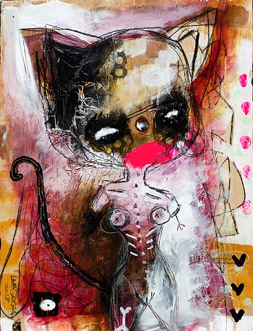 crude things outsider art, abstract cat painting