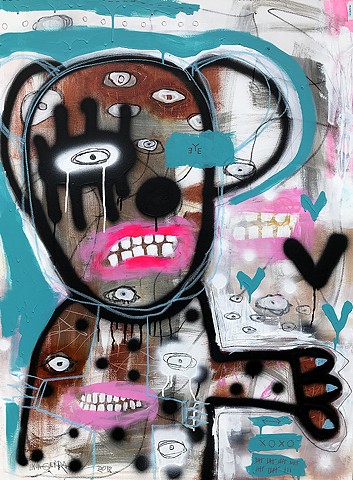 crude things outsider art, graffit art, abstract bear