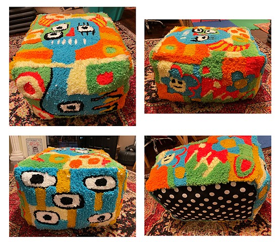 tufting, tufted rug, tufted ottoman, crude things, kids furniture, monster furniture, outsider art, brut art, abstract art