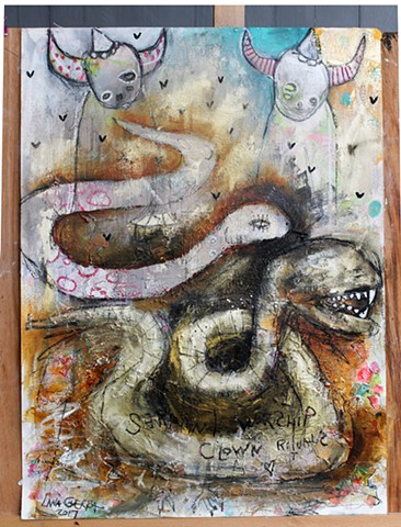 crude things outsider art. serpent painting. abstract snake