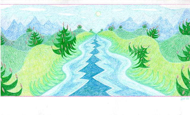 River and Fir Trees
