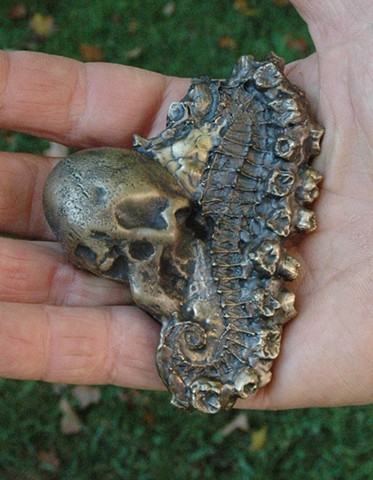 Seahorse with Skull