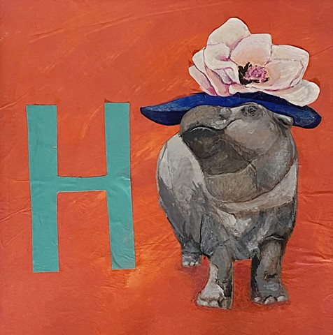 H is for Hippo in a Hat Collage