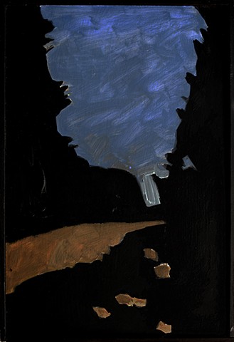 Lois Dodd, Road at Night, 1995