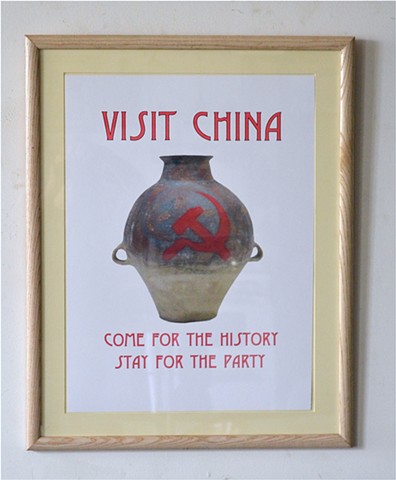 Chinese propaganda, Chinese Travel Poster, Michael Thompson Chicago Artist, Ironic Art, Political Art