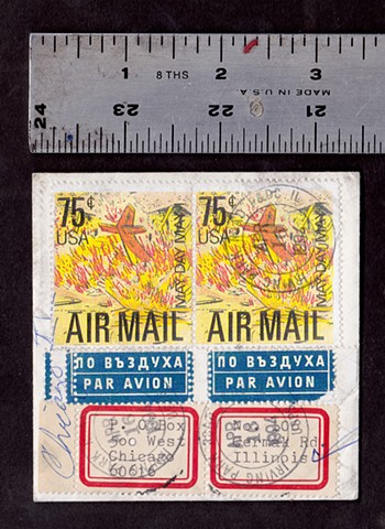 Michael Thompson Chicago artist, michael thompson fake stamps, fake stamps, air mail stamps