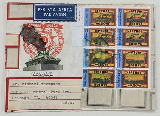 Ukrainian stamp, Fake Ukrainian stamp, Ukrainian war stamp,fake stamps, Michael Thompson Chicago artist, Ukrainian war stamps