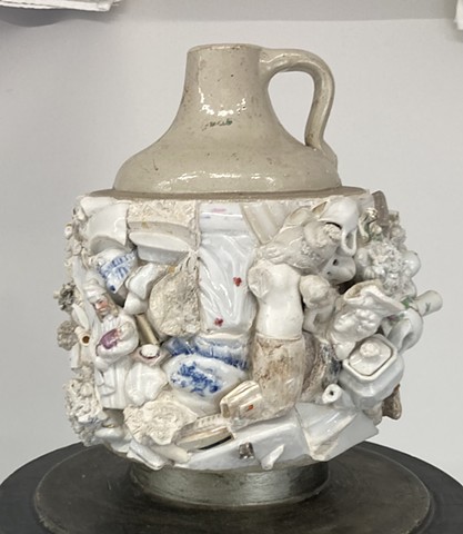 Michael Thompson Chicago artist, Memory jug, Memory jugs, mosaic, stoneware jug, memory jug art